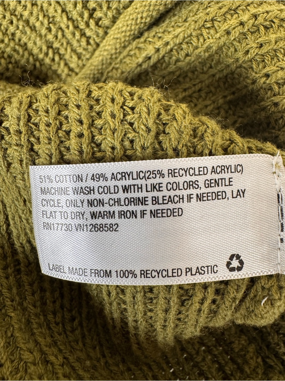 Wild Fable XS Olive Green Cropped Ribbed Knit Sweater Y2K Long Sleeve Pullover - Picture 8 of 8